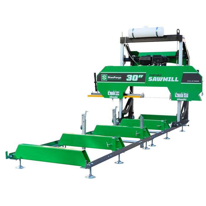 Stanforge Portable 30" Sawmill with 15 HP Gas Engine – Bandsaw Mill for 12' Logs, SF-PSM30R