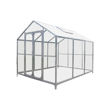 TMG Heavy Series™ 8' x 10' Greenhouse Kit with Galvanized Steel Frame, Polycarb Roof and Crystal-Clear Walls TMG-GH811