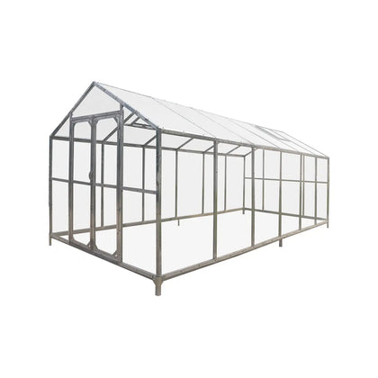 TMG Heavy Series™ 8' x 20' Greenhouse Kit with Galvanized Steel Frame, Polycarb Roof and Crystal-Clear Walls TMG-GH821
