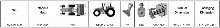 Peruzzo 59" Reversible Front & Rear Mounted Flail Mower for 35-55HP Tractors, MFR#: ELK 1600, Made in Italy TMG-PE9463