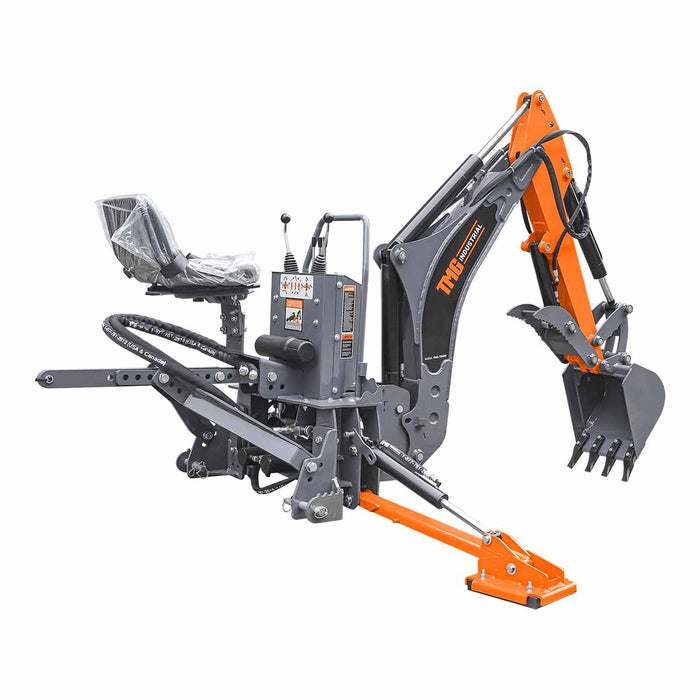 TMG-TBH90H 9 ft 3-point swing backhoe attachment with 15" bucket and hydraulic thumb