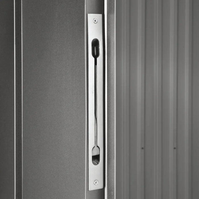 TMG-MS0909-PRO 9x9 Pro Series galvanized metal shed with skylight windows, vents, and 59x70 inch lockable door for secure outdoor storage