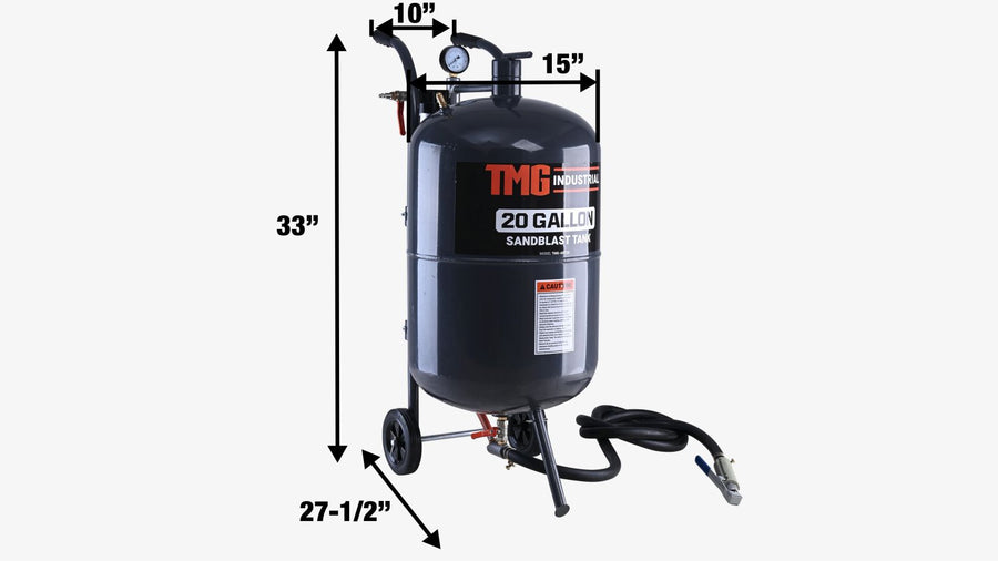 20 Gallon Pressure Abrasive Sandblasters, 6-25 CFM TMG-ABT20