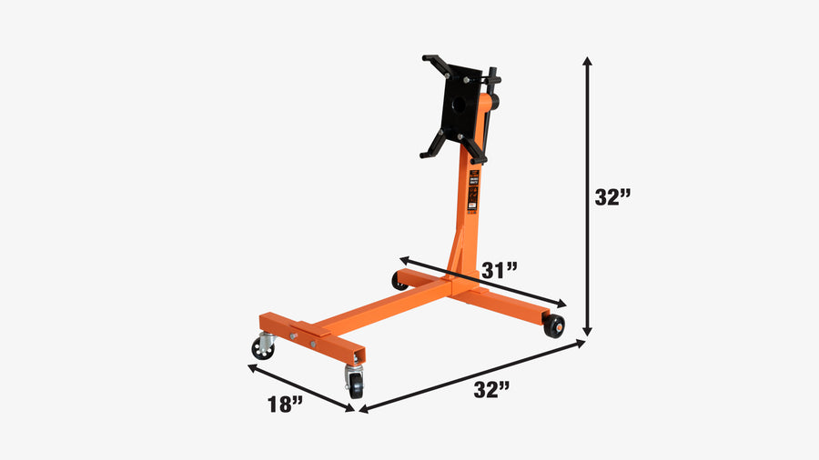 1000-lb Rotating Engine Stand, 4 Adjustable Arms, 360° Rotation, Fixed & Swivel Casters, TMG-AES10