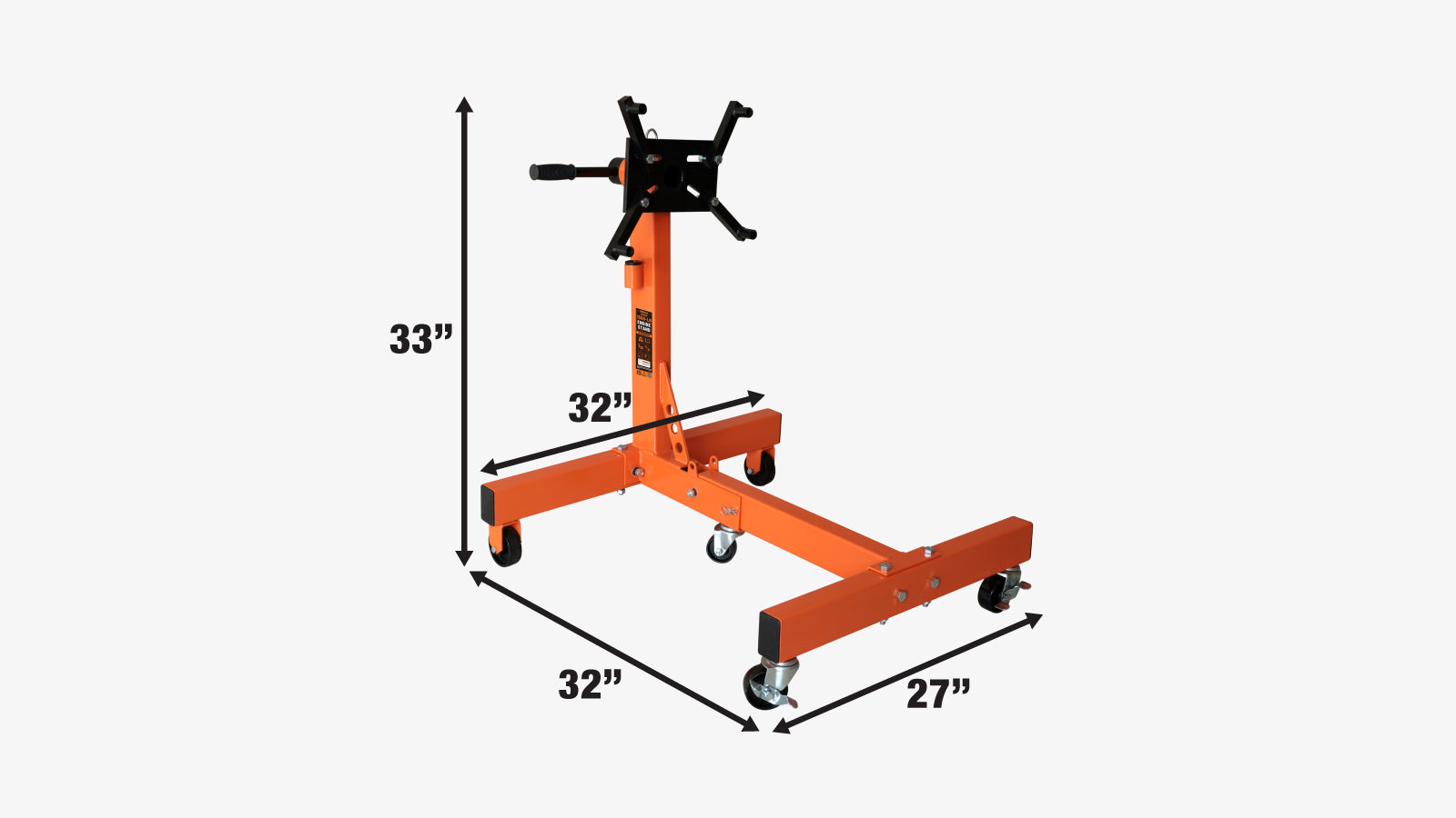 TMG Industrial 1500-lb Rotating Engine Stand, 4 Adjustable Arms, 360° Rotation, Fixed & Swivel Casters, TMG-AES15-specifications-image
