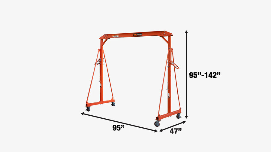 1 Ton  Steel Gantry Crane with Adjustable Height, Auto-Lock & Swivel Caster Wheels TMG-AGC11