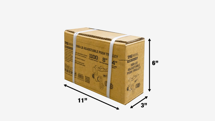 0.5 Ton Adjustable Push Trolley, Fits 2" to 4" Width I-Beam, ANSI/ASME B30.11/B30.17 Standards, TMG-AGT05