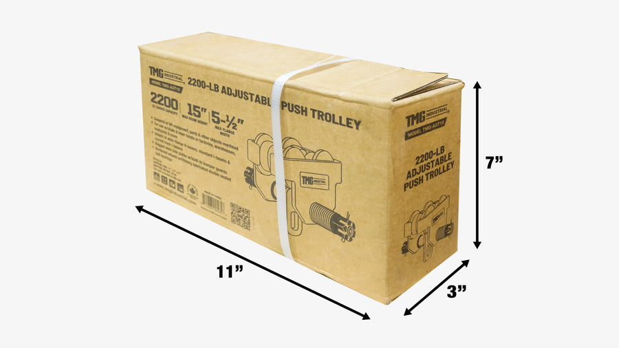 1 Ton Adjustable Push Trolley, Fits 2-1/2" to 5-1/2" Width I-Beam, ANSI/ASME B30.11/B30.17 Standards, TMG-AGT10