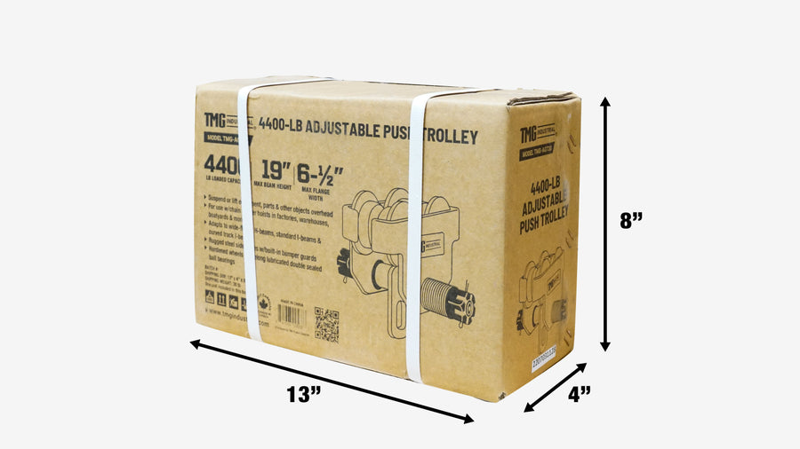 2 Ton Adjustable Push Trolley, Fits 3" to 6-1/2" Width I-Beam, ANSI/ASME B30.11/B30.17 Standards,TMG-AGT20
