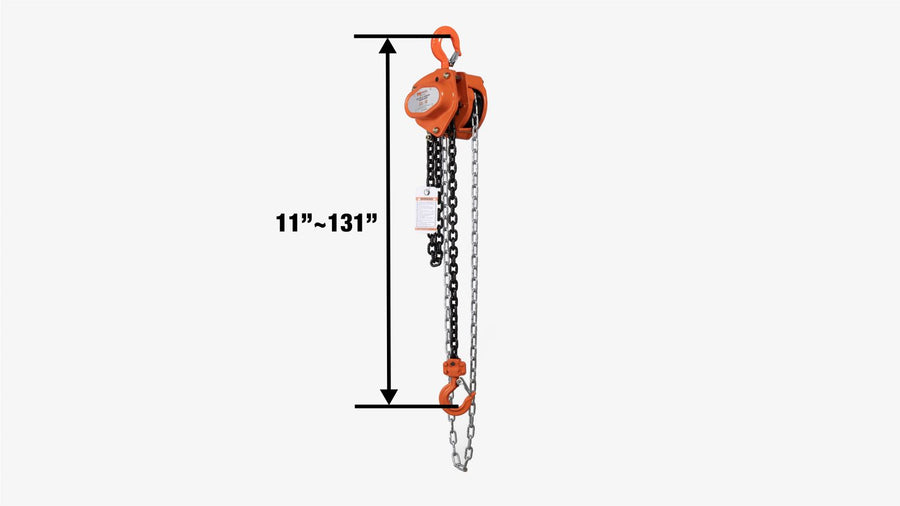 0.5 Ton 10' Lift Chain Hoist, 360° Swivel Hook, ASME B30.16, TMG-AHC0