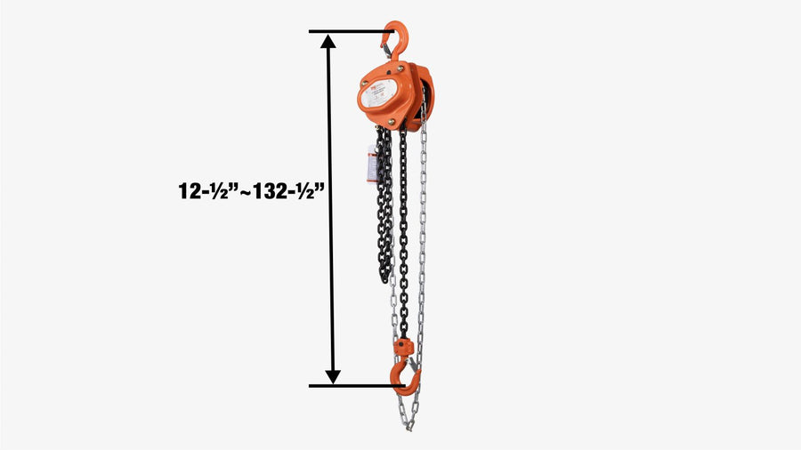 1 Ton 10' Lift Chain Hoist, 360° Swivel Hook, ASME B30.16, TMG-AHC1