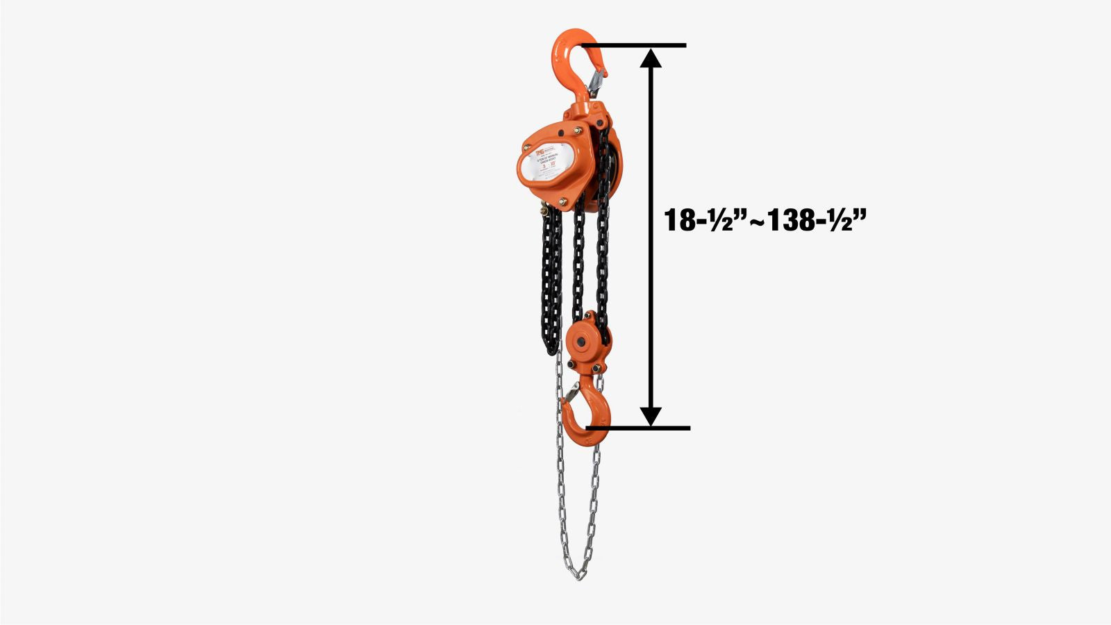 TMG Industrial 3 Ton 10' Lift Chain Palan, Crochet pivotant à 360°, ASME B30.16, TMG-AHC3-specifications-image