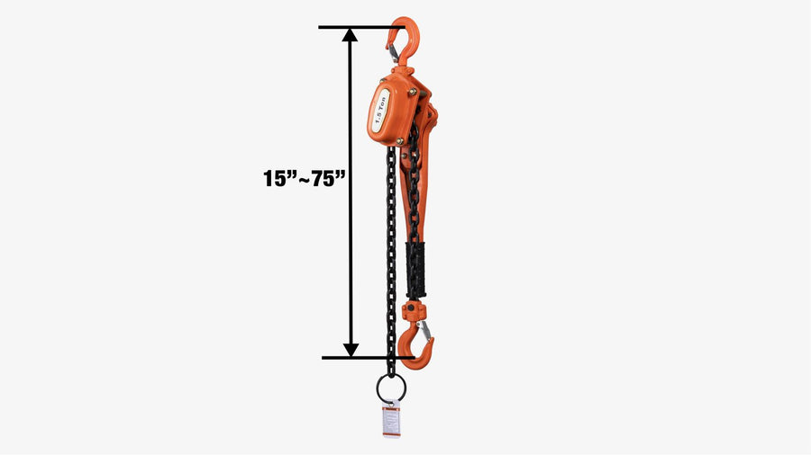 1.5 Ton 5' Lift Lever Chain Hoist, Twin Pawl Brakes, ASME B30.21, TMG-AHL2
