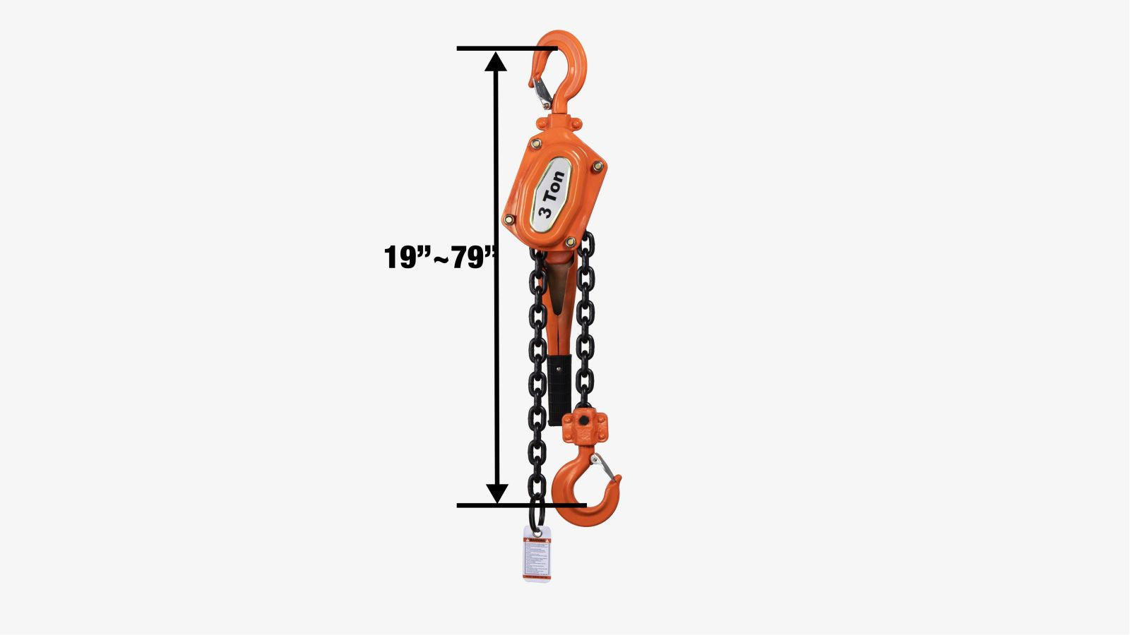 TMG Industrial 3 Ton 5' Lift Lever Chain Hoist, Twin Pawl Brakes, ASME B30.21, TMG-AHL3-specifications-image