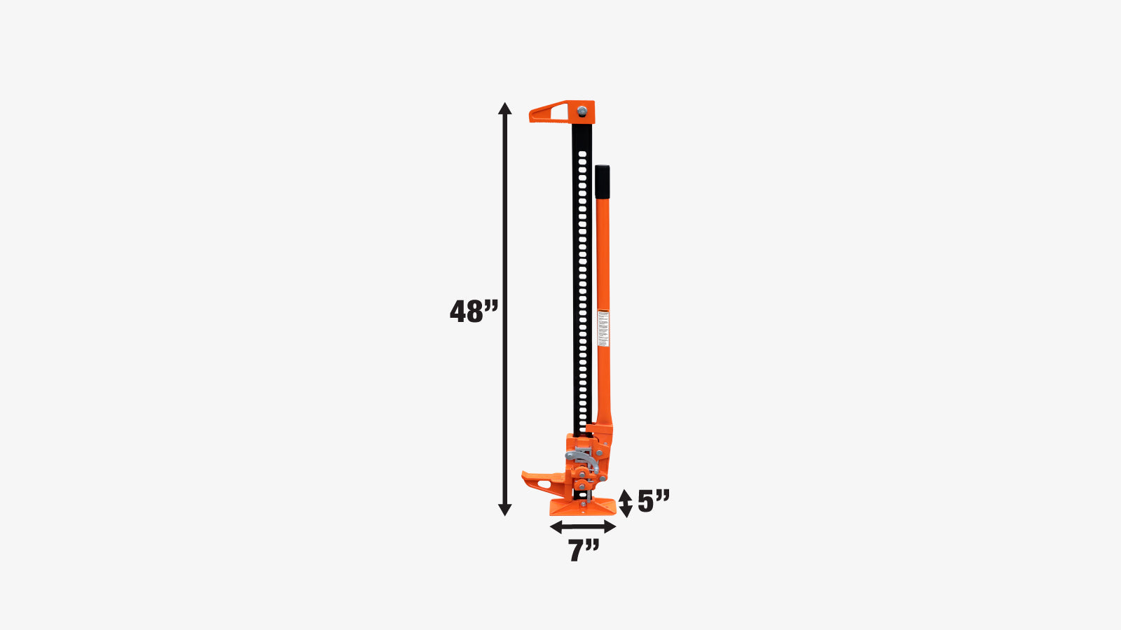 TMG Industrial 48” Off-Road Farm Jack, 3 Ton (6000 lb) Lifting Capacity, 5” to 40” Lift Height, TMG-AJF48-specifications-image