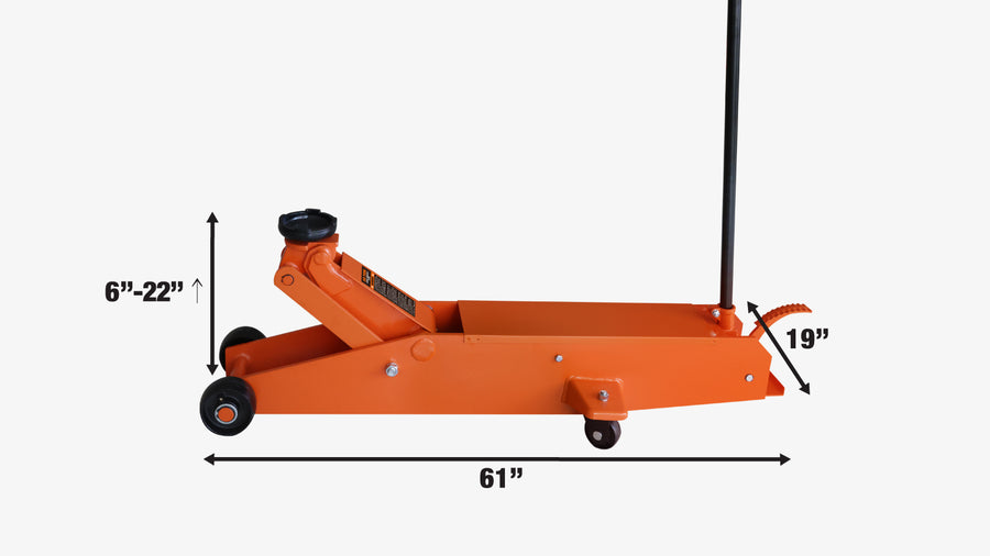 10 Ton Long Reach Chassis Service Jack, Twin Pistons, 6-1/2" Ground Clearance, 360° Pivot, TMG-AJL10 (Discontinued – No Longer Available)
