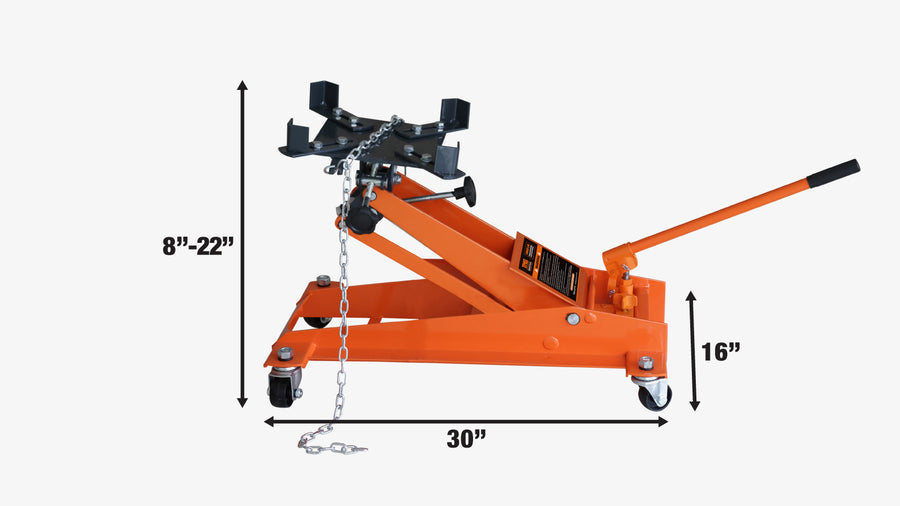 1100-lb Low-Profile Transmission Jack, Swivel Casters, 360° Moving Handle, TMG-AJT10