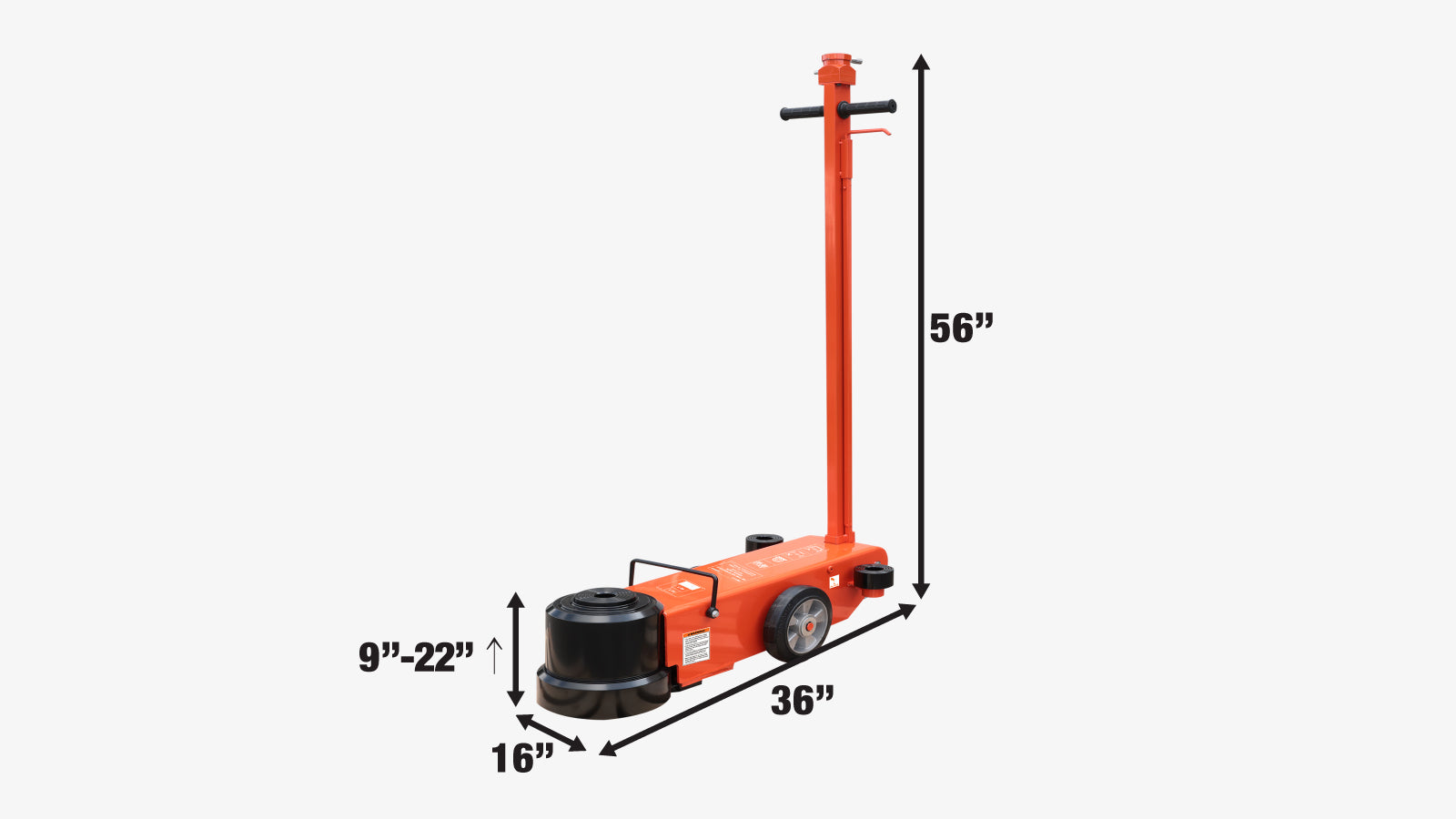 TMG Industrial 80 Ton Air Hydraulic Two Stage Truck Jack, 50 Ton Self-Retracting Ram, Adjustable 90°-180°, TMG-AJT80-specifications-image