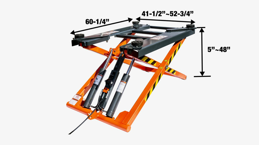 Mid-Rise Portable Automotive Scissor Lift, 6000 lb Lift Capacity, 48" Lift Height, Single-Point Lock Release, TMG-ALS61