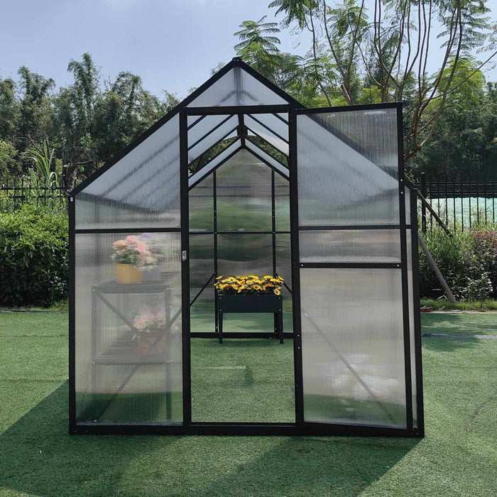 6' x 10' Greenhouse with Polycarbonate Roof and Walls, Durable Aluminum Frame, Quick Assembly, Essential Series, TMG-GHE0610
