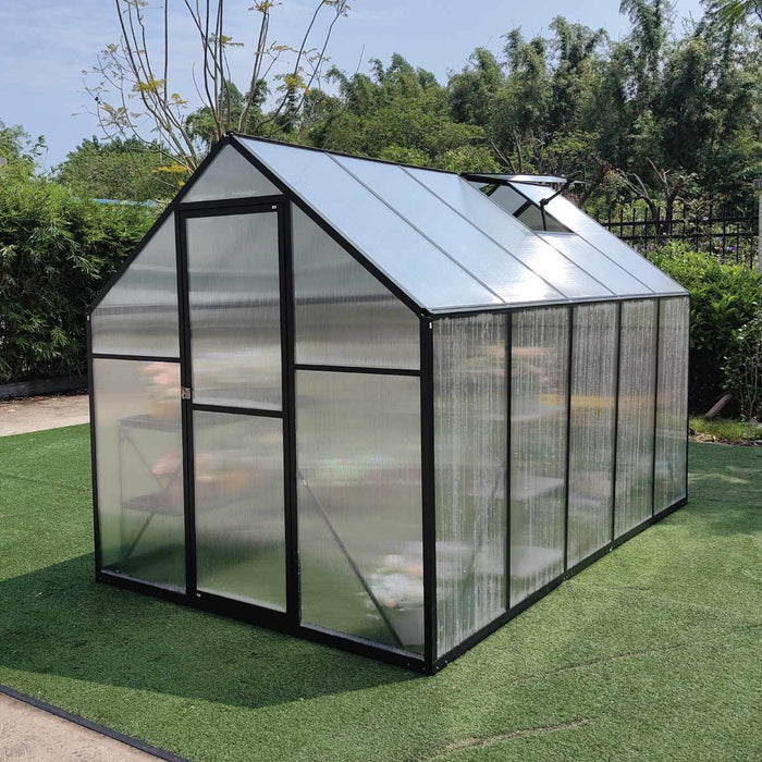 6' x 10' Greenhouse with Polycarbonate Roof and Walls, Durable Aluminum Frame, Quick Assembly, Essential Series, TMG-GHE0610