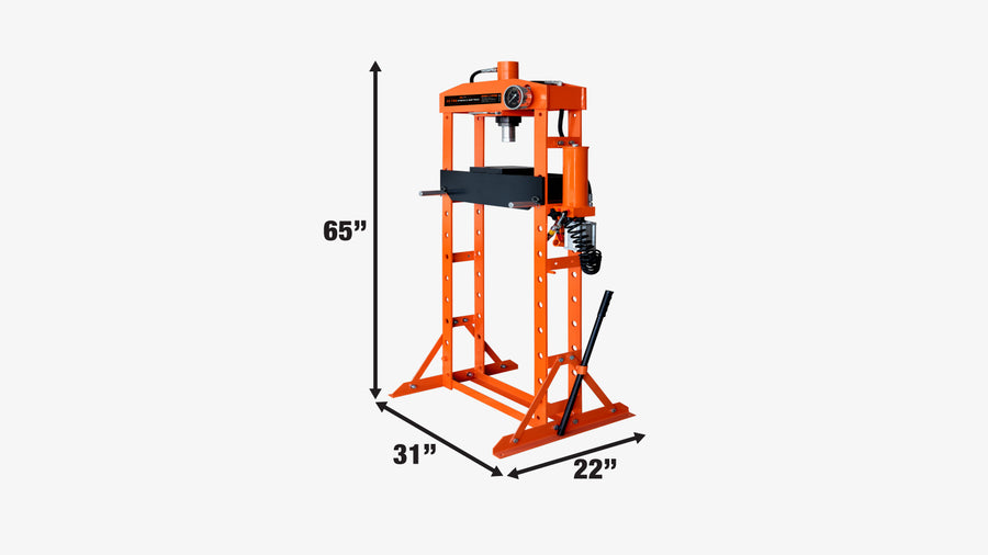 20 Ton Capacity Hydraulic Shop Press, Pneumatic & Manual Operation, 10 Bed Height Positions, TMG-ASP22 (Discontinued – No Longer Available)