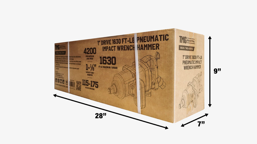 1" Drive 1630 ft-lb Pneumatic Impact Wrench Hammer, Aluminum Alloy Housing, 175 PSI, TMG-ATW16