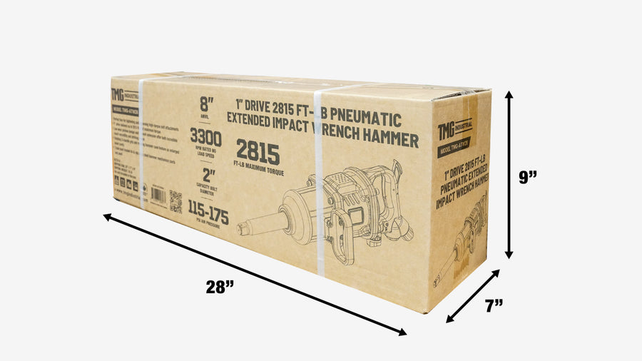 1" Drive 2815 ft-lb Pneumatic Extended Impact Wrench Hammer, Aluminum Alloy Housing, 8" Anvil, 175 PSI, TMG-ATW28(Discontinued, No Longer Available)