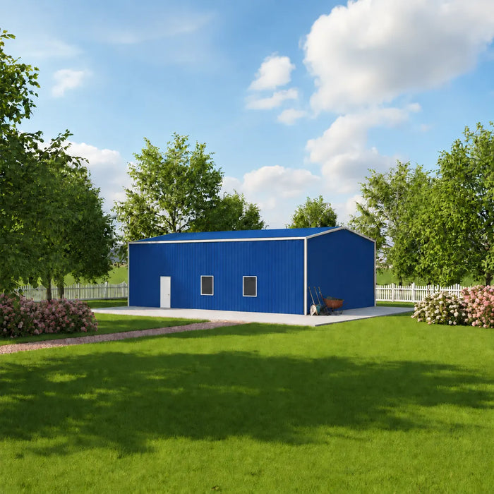 Entrepôt commercial en acier série Snow de 30' x 50' x 15', préfabriqué, résistance à la neige jusqu'à 85 PSF, plans d'atelier fournis, fabriqué au Canada TMG-MS305015-SR85