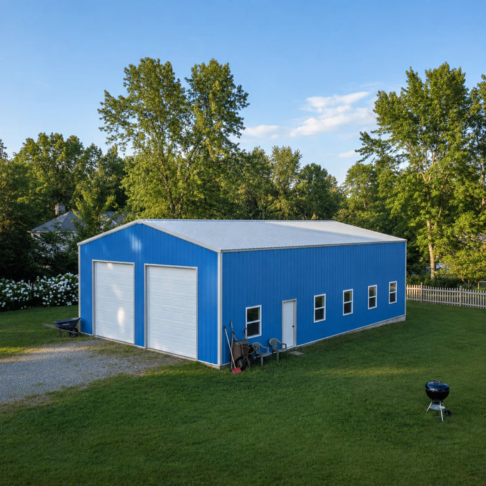 Entrepôt commercial en acier série Snow de 30' x 50' x 15', préfabriqué, résistance à la neige jusqu'à 85 PSF, plans d'atelier fournis, fabriqué au Canada TMG-MS305015-SR85