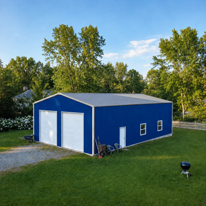 Entrepôt commercial en acier série Snow de 30' x 50' x 15', préfabriqué, résistance à la neige jusqu'à 85 PSF, plans d'atelier fournis, fabriqué au Canada TMG-MS305015-SR85
