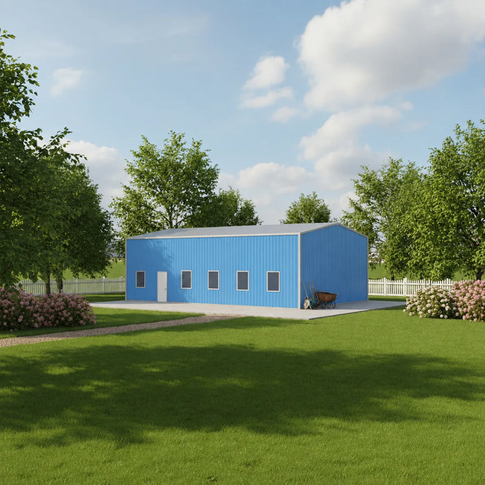 Entrepôt commercial en acier série Snow de 30' x 50' x 15', préfabriqué, résistance à la neige jusqu'à 85 PSF, plans d'atelier fournis, fabriqué au Canada TMG-MS305015-SR85