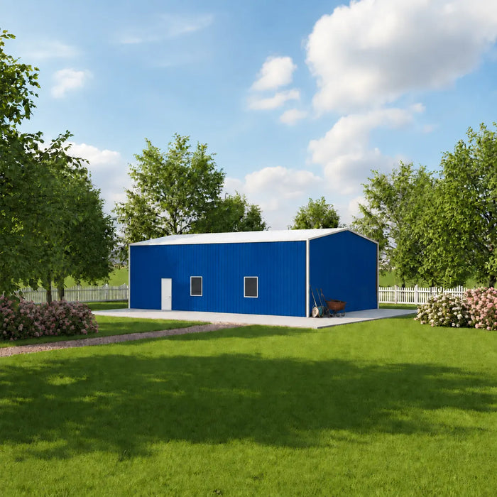 Entrepôt commercial en acier série Snow de 30' x 50' x 15', préfabriqué, résistance à la neige jusqu'à 85 PSF, plans d'atelier fournis, fabriqué au Canada TMG-MS305015-SR85