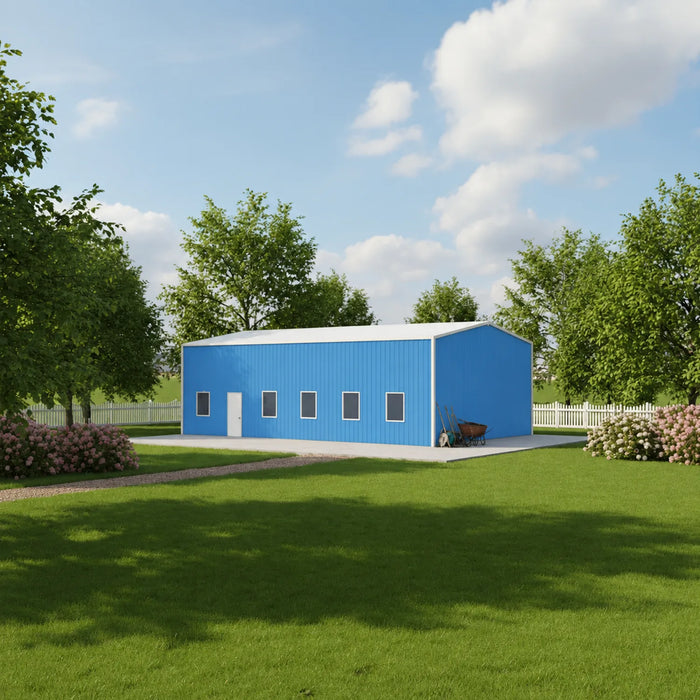 Entrepôt commercial en acier série Snow de 30' x 50' x 15', préfabriqué, résistance à la neige jusqu'à 85 PSF, plans d'atelier fournis, fabriqué au Canada TMG-MS305015-SR85
