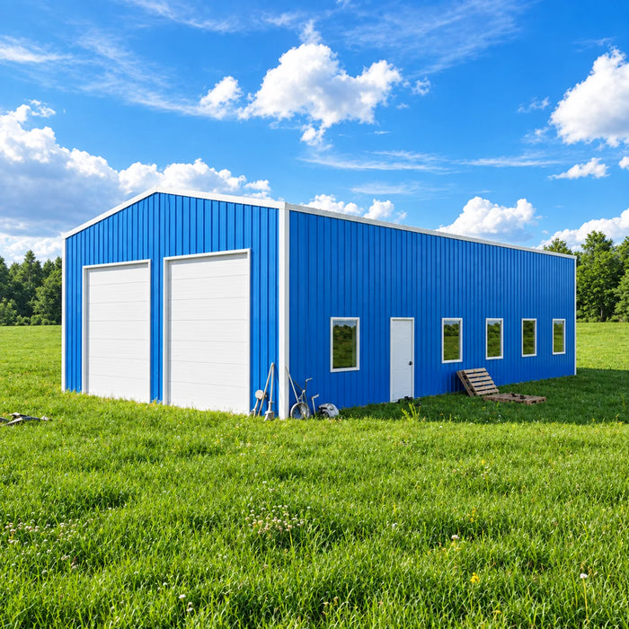 Entrepôt commercial en acier série Snow de 30' x 50' x 15', préfabriqué, résistance à la neige jusqu'à 85 PSF, plans d'atelier fournis, fabriqué au Canada TMG-MS305015-SR85