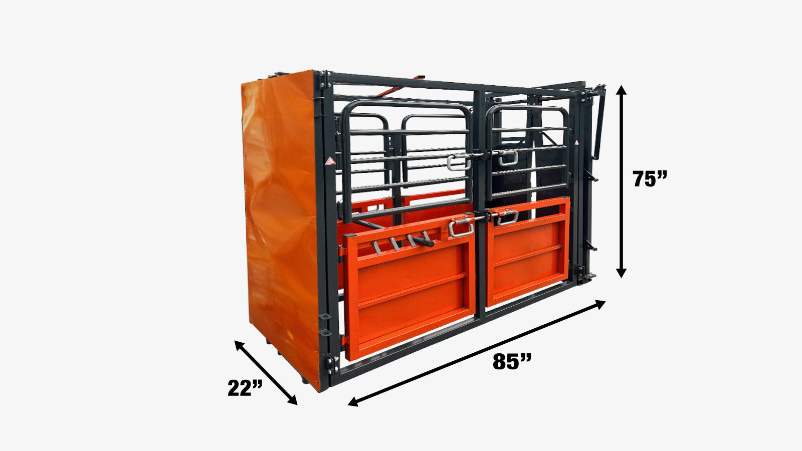TMG Industrial 7’ Cattle Work Chute, Side Exit w/Release Lever, Upper/Lower Swing Openings, TMG-CSC07-shipping-info-image