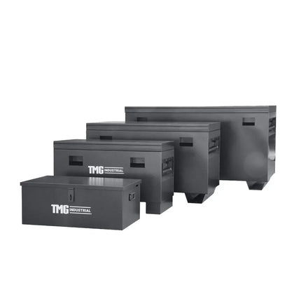 Construction Job Site Steel Storage Boxes, Set of 4, 30”-36"-45"-60”, Forklift Channels, Built-in Handles, TMG-CJB60/45/36/30