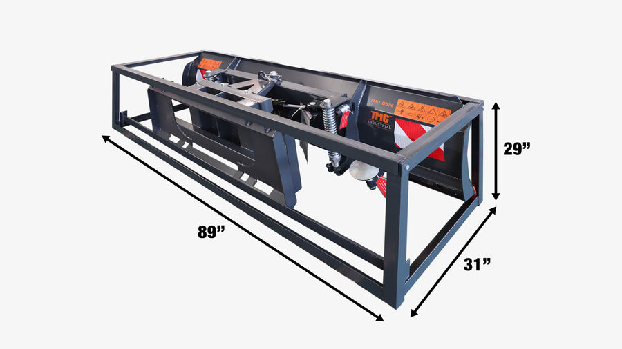 86" Skid Steer Dozer Blade/Snow Plow Pusher, 30° Left & Right, Bolt-On Cutting Edge, Adjustable Skid Shoes, Universal Quick Mount, TMG-DB86