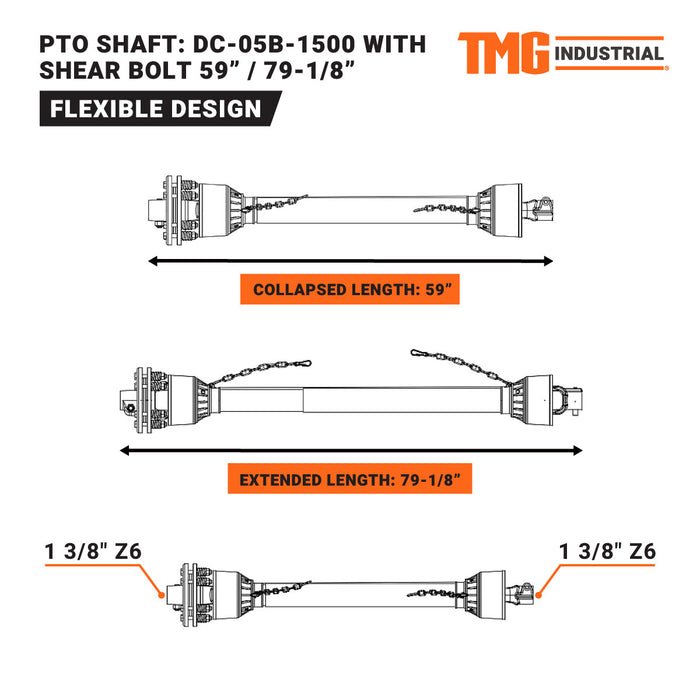 TMG Industrial 70" Attelage 3 points Slasher Topper Tondeuse, catégorie 1 et 2, arbre de prise de force inclus, TMG-TST70