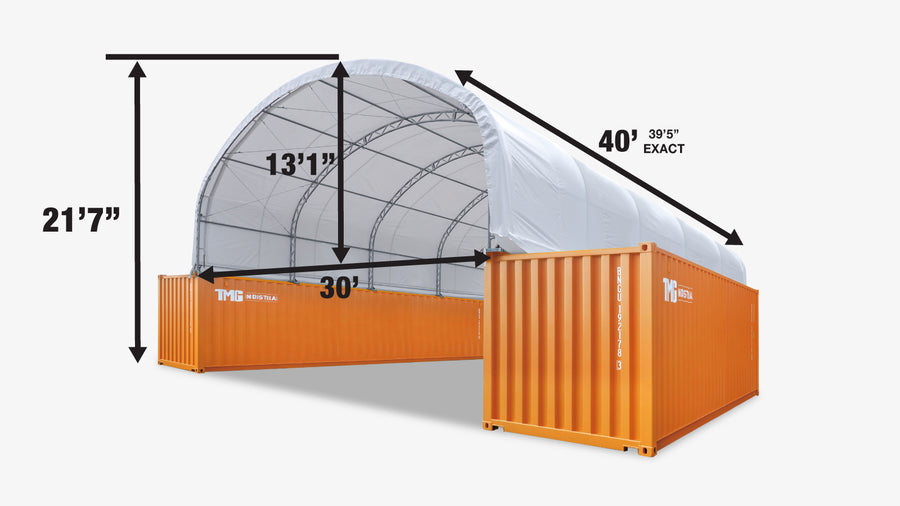30' x 40' Dual Truss Container Shelter with Heavy Duty 17 oz PVC Cover, TMG-DT3040C