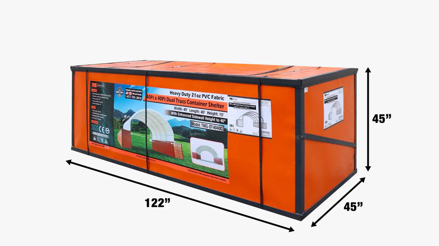 40' x 40' Dual Truss Container Shelter with Heavy Duty 21 oz PVC Cover, TMG-DT4041C (Previously DT4040C)