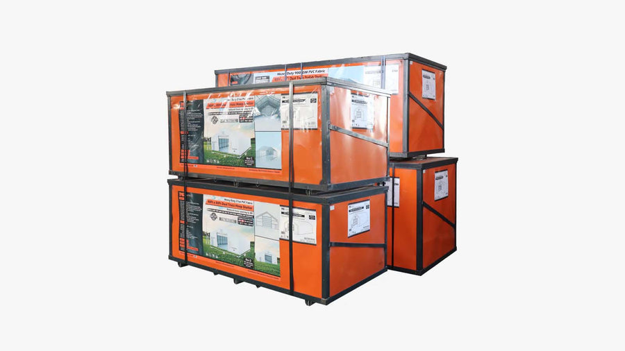 TMG Heavy Series™ 40' x 80' Dual Truss Storage Shelter with Heavy Duty 21 oz PVC Cover & Drive Through Doors, TMG-DT4081-PRO (Discontinued – No Longer Available)