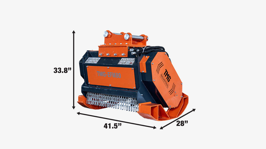 TMG Industrial 30" Excavator Forestry Brush Mulcher, 6-10 Ton Carrier, 4" Dia. Capacité de coupe, moteur à piston hydraulique, TMG-EFM80