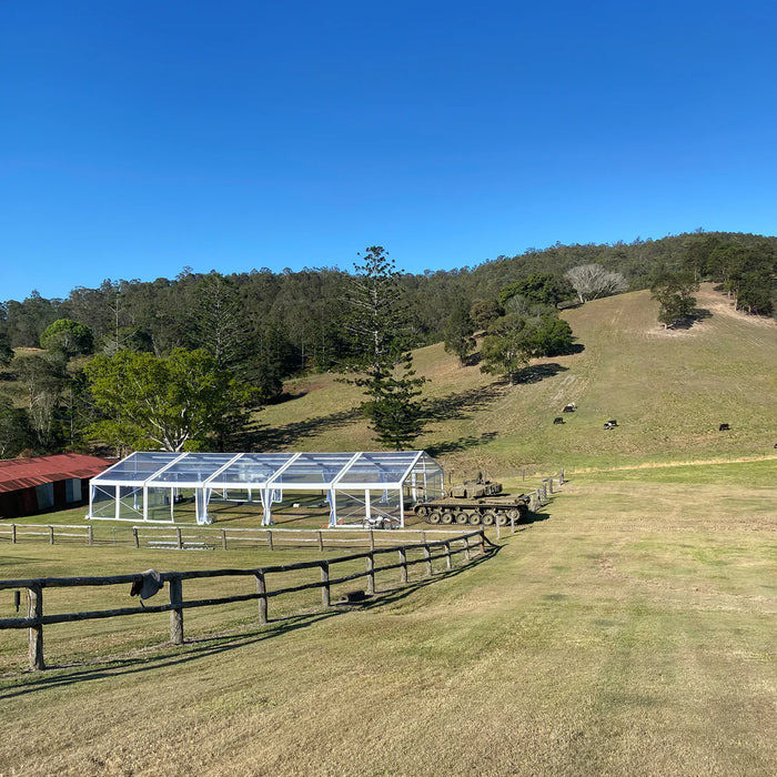 40' Wide Clear Span A-Frame Tent, Aluminum Frame