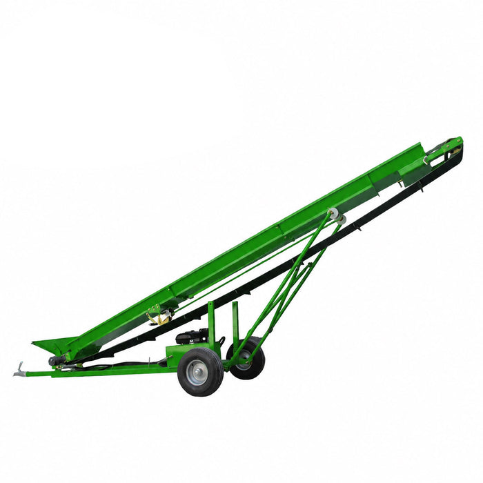 Firewood Conveyor, 6.5HP Gas Engine, 12" Width PVC Belt, Up To 10' Height, 2" Ball Hitch, SF-GFC12