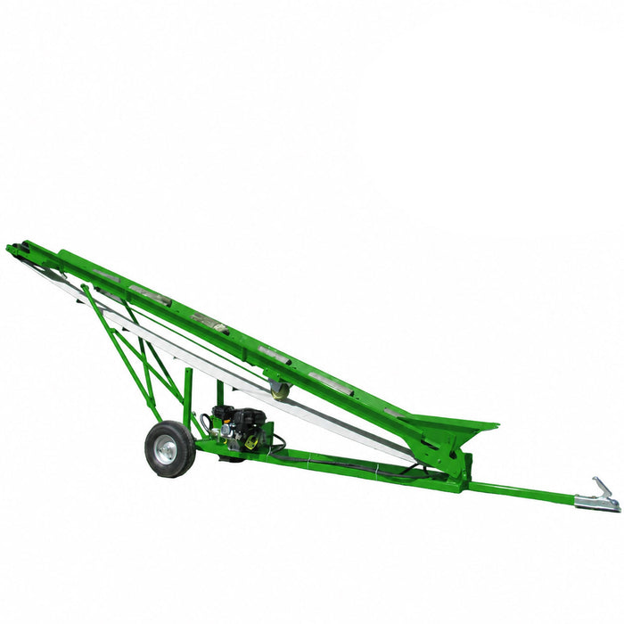 Firewood Conveyor, 6.5HP Gas Engine, 12" Width PVC Belt, Up To 10' Height, 2" Ball Hitch, SF-GFC12