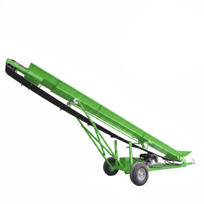 Firewood Conveyor, 6.5HP Gas Engine, 12" Width PVC Belt, Up To 10' Height, 2" Ball Hitch, SF-GFC12