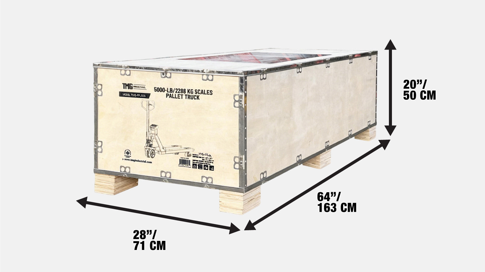 5000-lb Scale Pallet Jack Truck, 210° Steering Arc, 48