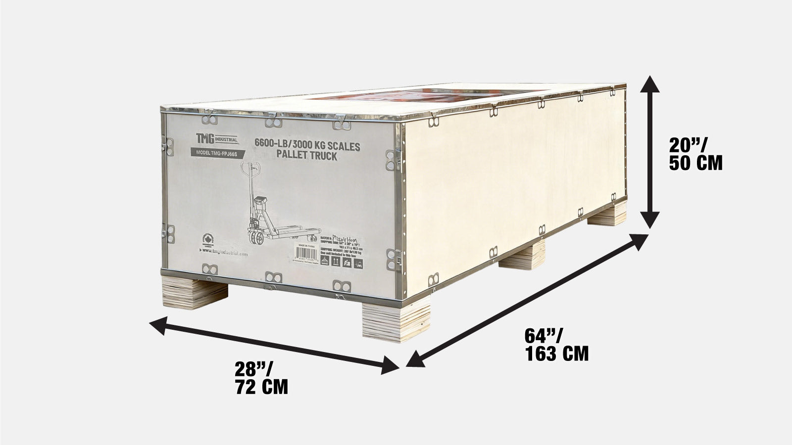 6600-lb Scale Pallet Jack Truck, 210° Steering Arc, 48