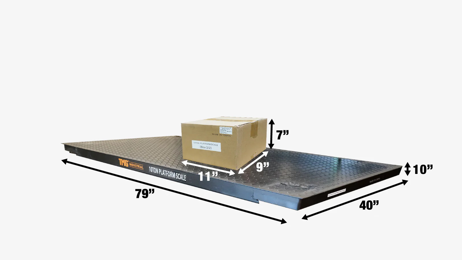 TMG Industrial Balance au sol haute capacité 10 tonnes, affichage numérique, capacité 22 000 lb, 110 V/60 Hz, tare pleine capacité, suivi automatique du zéro, TMG-FS10-shipping-info-image